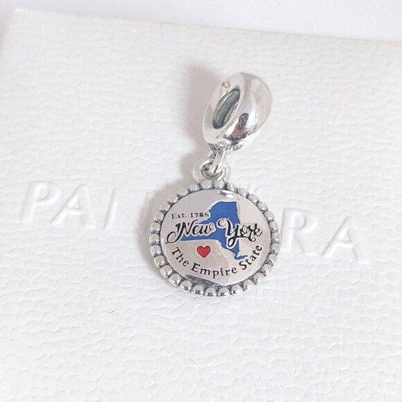 Pandora New York State Map Dangle Charm S925 Silver with box - Picture 8 of 8